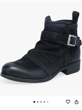 Miz Mooz Suzy Black Leather Buckle Ankle Boots Size 39